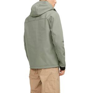 Veste softshell imperméable à capuche pour homme, look tendance, vêtements d'extérieur décontractés pour l'hiver, coupe régulière, fermeture éclair, couleur unie - Product Image 2