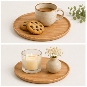 Customized Round Acacia Wood Charger <b>Plate</b> Handmade Eco-Friendly Serving Tray for Wedding Table <b>Decoration</b> Hotel Restaurants - Product Image 3