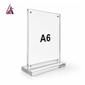 Malaysia Good Seller <b>Acrylic</b> T Stand Magnetic A6 Portrait <b>Table</b> Top <b>Sign</b> Holder Clear Menu Frame Double Sided Desk Display Rack - Product Image 3