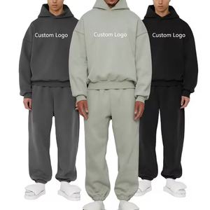 Conjunto de Sudadera con Capucha y Pantalones Deportivos Holgados de Algodón Grueso para Hombre, Conjunto Deportivo Extra Grande, Sudadera con Capucha y Pantalones Deportivos Personalizados - Product Image 1