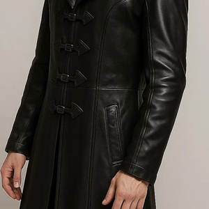 Abrigo largo gótico negro estilo steampunk para hombre, gabardina de cuero PU, disfraz victoriano de Halloween - Product Image 5