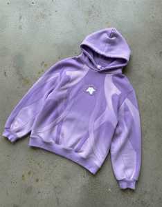 เสื้อฮู้ดดี้สตรีทแวร์โอเวอร์ไซส์สีฟ้าอ่อนพิมพ์ลายผ้าทอพร้อมกระเป๋า แขนเสื้อปะติดลายดอกไม้คุณภาพดี ผ้าฟลีซหนานุ่ม ขายส่ง - Product Image 4