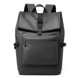 Unisex PU <b>Backpack</b> Minimalist Softback <b>Waterproof</b> 20-37L Hasp Closure Daily Use Detachable Straps - Product Image 2