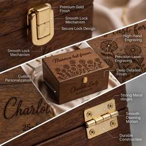 Brown Wooden <b>Lockable</b> Storage <b>Box</b> Custom Name Engraving Classic Design 3-6L Capacity Sundries Organizer Gift for Bedroom Desk - Product Image 2