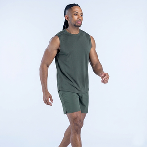 เสื้อยืดออกกำลังกายแขนกุดผู้ชาย เสื้อยืดวิ่งตาข่ายระบายอากาศ เสื้อกีฬาแห้งเร็ว ขายส่งชุดกีฬาผู้ชาย รับสกรีนโลโก้ - Product Image 1