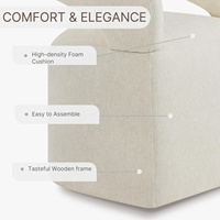 Fauteuil d'appoint en tonneau beige crème chaises de salle à manger rembourrées roulettes amovibles pour salle à manger chambre salle de lecture