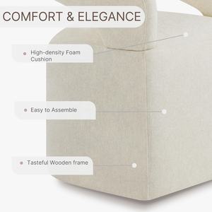 Cream Beige Barrel Side Armchair Gepolsterte Esszimmers tühle Abnehmbare Rollen für Esszimmer Schlafzimmer Lesesaal - Product Image 6