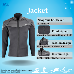 Combinaison de plongée 2 pièces pour homme en néoprène 1,5 mm, personnalisable OEM/ODM, avec veste à manches longues et pantalon à fermeture éclair frontale, protection UPF 50+ - Product Image 3