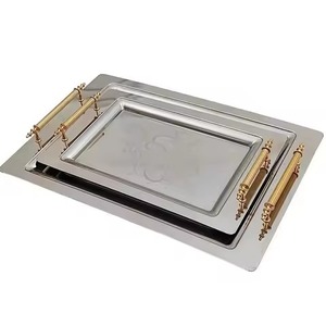 Bandeja de Servicio Metálica de Alta Calidad para Hotel, Apta para Lavavajillas, Producto Económico de Moda para Servir Comida, Desayuno, Té y Café - Product Image 4