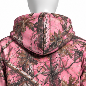 <b>Pink</b> Woodland Print Zip Up Hoodie <b>Mens</b> Outdoor Casual Hooded <b>Sweatshirt</b> with Drawstring Front Pockets Warm Streetwear Jacket - Product Image 4