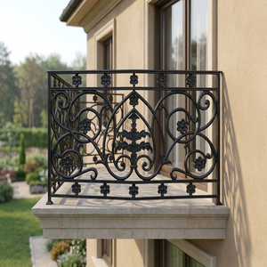Smooth Finish Grey Cast Iron Modern Balcony Railing Panel Aluminum Iron Materials Luxurious Home Safety Frameless <b>Adjustable</b> UV - Product Image 1