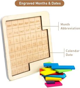 Puzzle Calendrier en Bois Éducatif pour Enfants, Jouet d'Apprentissage Précoce et de Formation à la Pensée en Bois pour Enfants - Product Image 3
