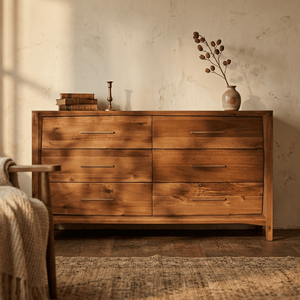 Eco-Friendly Modern Axton Solid Wood Freestanding <b>6</b>-<b>Drawer</b> Dresser with Natural Finish Handcrafted for Bedroom & Warehouse Use - Product Image 5