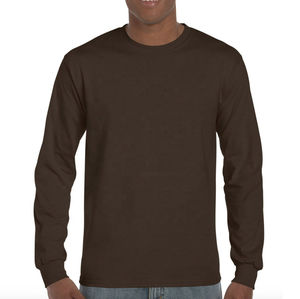เสื้อยืดลำลองผู้ชายแขนยาวคอกลมถักสีทึบทรงปกติสีส้ม - Product Image 6