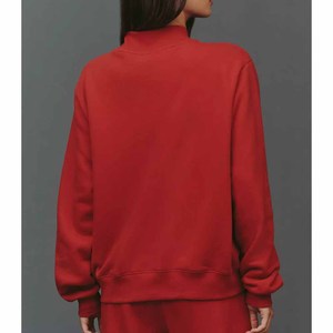 Parke OEM Women's Heavyweight <b>Mock</b> <b>Neck</b> Sweatshirt Custom Chenille Embroidery Cotton Fleece Oversized Pullover Factory Supplier - Product Image 3