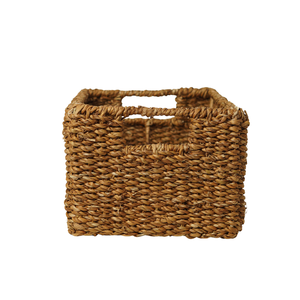 Handwoven Natural Seagrass <b>Rectangular</b> Storage <b>Basket</b> with Built-in Cutout Handles Shelf Pantry Storage Organizer <b>Basket</b> - Product Image 2