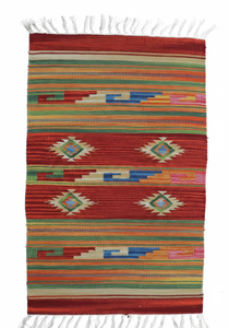 Tapis/chemin de table moderne en coton fleuri fait main, multicolore, lavable, avec envers réversible, idéal pour la maison, l'exercice et les voyages - Product Image 3