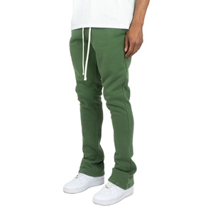 Pantalones de chándal antiarrugas/antiarrugas de calidad personalizada, pantalones de hombre, pantalones de chándal de lana de algodón, pantalones acampanados apilados para hombre - Product Image 2