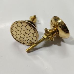 Mother of Pearl and <b>Brass</b> Door <b>Knob</b> with Ornate Detailing Premium Stone Hardware for Classic Home Interiors - Product Image 3