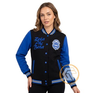 Chaqueta Universitaria Personalizada de la Hermandad Zeta Phi Beta, GREEK TREASURES, 100% Algodón, Forro Polar, Transpirable, de Secado Rápido, con Escudo Bordado - Product Image 1