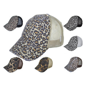 Leopard Print 6-Panel Trucker <b>Hat</b> Mesh Fabric Unisex Adjustable Casual Cap Spring <b>Summer</b> Style - Product Image 6
