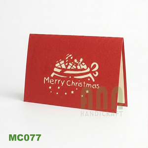 Handmade Pop-Up 3D Santa Lift Bag Custom Laser Cut 4-color Christmas Day Invitation Vietnam <b>Paper</b> Birthday Souvenir Gift Card - Product Image 1