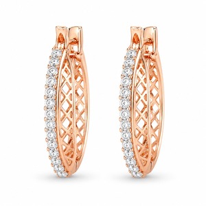 Pendientes de Diamantes Roy Diamond Chapados en Oro Rosa para Mujer, Lujosos, con Engaste Geométrico, Corte Brillante, Certificados por IGI, para Uso Diario - Product Image 4