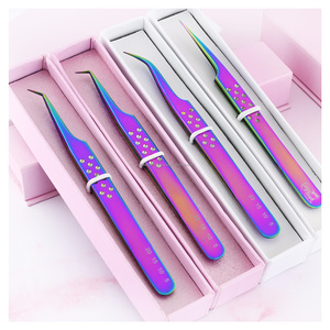 New Model Volume Eyelash Extension Lash Tweezers for Lash Extensions Stainless Steel Fiber Tip Eyelash Extensions Tweezer - Product Image 1