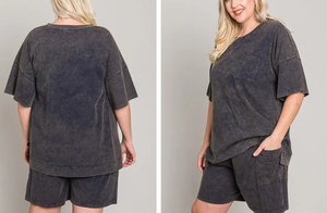 Women's Black 2-Piece <b>Knitted</b> <b>Set</b> O-Neck Three Quarter Sleeve Lace Vintage Top Pocket Regular Fit Knee Shorts High Support Solid - Product Image 5
