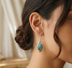 Blue Orange Oyster Copper Turquoise Large <b>Earrings</b> 925 Silver Rose <b>Gold</b> & Yellow <b>Gold</b> Plated Handmade Statement Boho Jewelry Her - Product Image 6