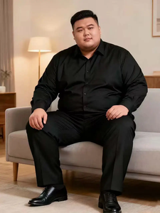 Camisas Sociales de Manga Larga para Hombre, Tallas Grandes 10XL 11XL, Camisa Formal de Trabajo, Sarga Lisa, Oficina, Fiesta, Bolsillo Único, Tallas Grandes 45-155KG - Product Image 5