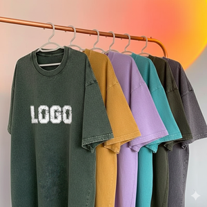 เสื้อยืดโอเวอร์ไซส์ลายโลโก้แบบกำหนดเองสำหรับผู้ชาย สไตล์วินเทจ ลุคสตรีทแวร์ ทรงหลวม ผ้าฝ้าย 100% แขนสั้น เรียบง่าย แฟชั่น - Product Image 5