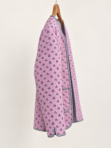 Chaqueta Reversible para Mujer, 100% Algodón, Acolchada, con Estampado Floral, Cuello Redondo, Abertura Frontal, Bolsillos de Parche - Product Image 6