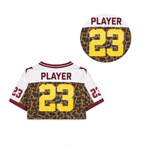 Crop top personnalisé à imprimé léopard pour femme, maillot de football américain Y2K, uniforme d'équipe personnalisé à col en V, marque privée, streetwear sexy - Product Image 3