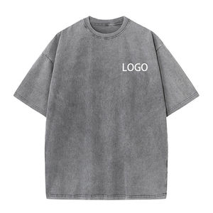 T-shirt pour homme en coton premium à grammage lourd, effet délavé à l'acide, coupe oversize, style streetwear vintage - Product Image 2