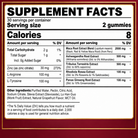 Gummies de Maca en marque blanche OEM 2000mg 8-en-1 avec Ashwagandha, Tribulus, Ginseng pour l'énergie et la vitalité, 60 pièces