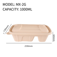 Boîte de récipient alimentaire biodégradable jetable paquet vert conteneur de compartiment à base de plantes d'amidon de maïs avec couvercle