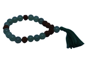 Pulsera elástica de cuentas para mujer, brazalete de nailon, cadena elástica, Rudraksha, Aventurina - Product Image 4