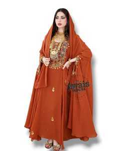 Awais House Women's Maroon Embroidered Polyester Lightweight Plus Size Organza Modest Floor-Length Abaya Beading Sheer Layer - Product Image 5