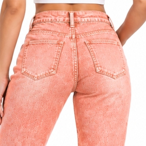Jean évasé pour femme en denim, coupe large, finition délavée, style décontracté moderne, longueur pleine, pour le printemps - Product Image 5