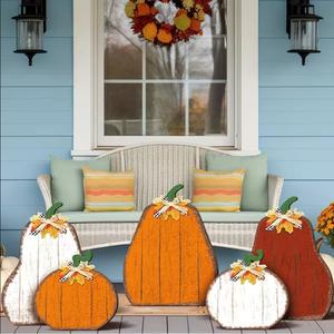 Decoraciones de Calabaza de Madera Estilo Rústico de 45 cm, Exhibición Multiángulo, Decoración de Otoño, Cosecha, Acción de Gracias, Decoración de Porche - Product Image 2