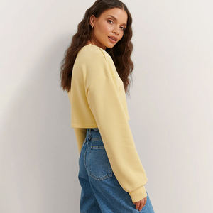 Sudadera Corta para Mujer, Estilo Y2K, Hombros Caídos, 100% Algodón, Cuello Redondo, Moda Urbana, Estética, Top Corto - Product Image 1