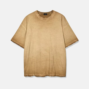 T-shirt pour homme en coton délavé style vintage, coupe ample, col rond, manches courtes, streetwear, tissu doux de qualité supérieure - Product Image 1