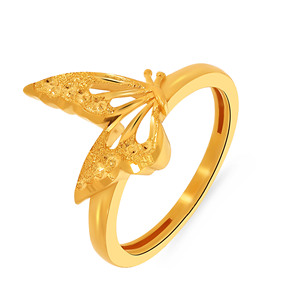 Bague Papillon Scintillante Plaqué Or pour Femme – Ailes Texturées Élégantes, Inspirées de la Nature – Bague Tendance pour Mariage, Fiançailles, Cadeau - Product Image 1