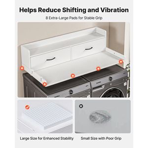 2 Drawers and 2 Hooks Countertop <b>Washer</b> Dryer Topper 54 X 27.5 in Wooden Laundry Machine Top with Shelf Drying Racks - Product Image 5