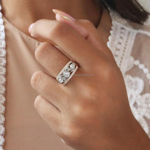 Igi/gia แล็บตัดเพชรวินเทจ14K สีเหลืองงานแต่งงาน/หมั้นแหวน unisex ในงานปาร์ตี้ทองคำสีขาว-คู่ควรกับแหวนครบรอบ - Product Image 4