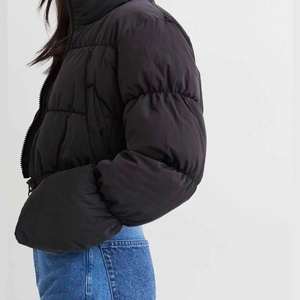 Women's <b>Stand</b> Collar Down Jackets Cropped Style Puffer Coat OEM ODM Custom Made Winter Women's Outerwear Customized - Product Image 2
