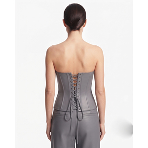 Top Corset de Cuero PU Personalizado para Mujer, Top Corset de Cuero con Cordones en la Espalda, Top Corset de Cuero de Moda para Mujer - Product Image 2