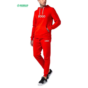 ชุดวอร์มผ้าฝ้ายสีส้ม เสื้อฮู้ดและกางเกงจ็อกเกอร์ สไตล์ลำลองสำหรับฤดูใบไม้ร่วง แขนยาว สีพื้น โลโก้แบบรีดร้อน ดีไซน์กระเป๋าหน้า - Product Image 2