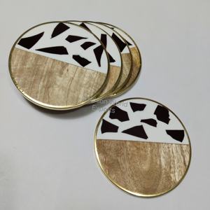 Posavasos con incrustaciones de resina de media N y media madera con patrón de resina blanca para mejorar la belleza de la Mesa, posavasos decorativos de lujo, Juego de 4 Uds. - Product Image 5